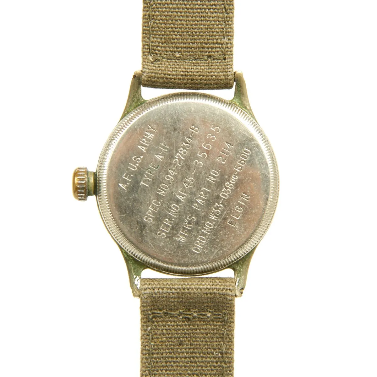 Original U.S. WWII 1945 Type A-11 USAAF Wrist Watch by Elgin - Fully Functional