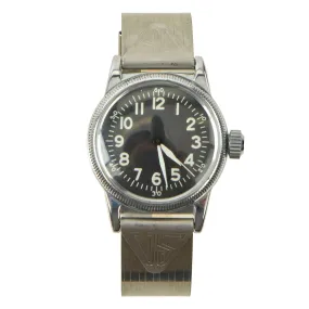 Original U.S. WWII New Old Stock Type A-11 USAAF Wrist Watch by Elgin With Original Aluminum Watch Band by Berkeley - Serial # Y643276 (1945)