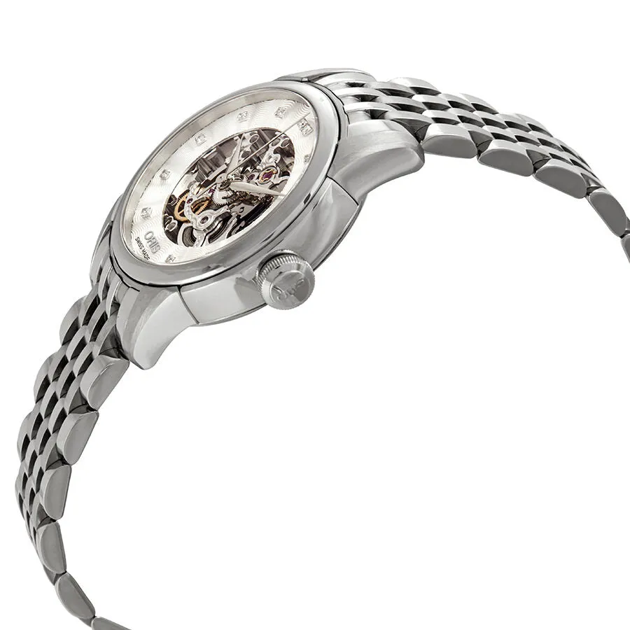 Oris Artelier Silver Skeleton Dial Stainless Steel Ladies Watch 01 560 7687 4019-07 8 14 77