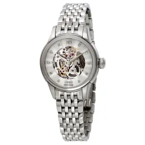 Oris Artelier Silver Skeleton Dial Stainless Steel Ladies Watch 01 560 7687 4019-07 8 14 77