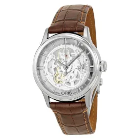 Oris Artelier Skeleton Dial Brown Leather Men's Watch 01 734 7684 4051-07 5 21 70FC