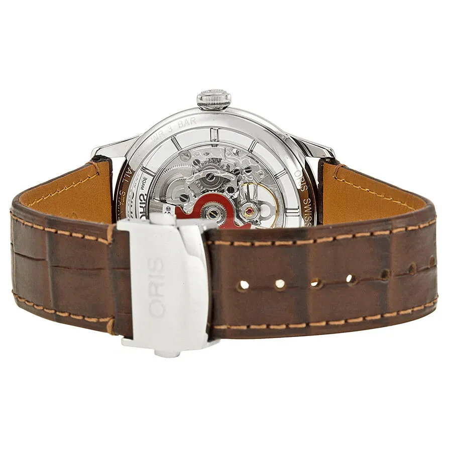 Oris Artelier Skeleton Dial Brown Leather Men's Watch 01 734 7684 4051-07 5 21 70FC