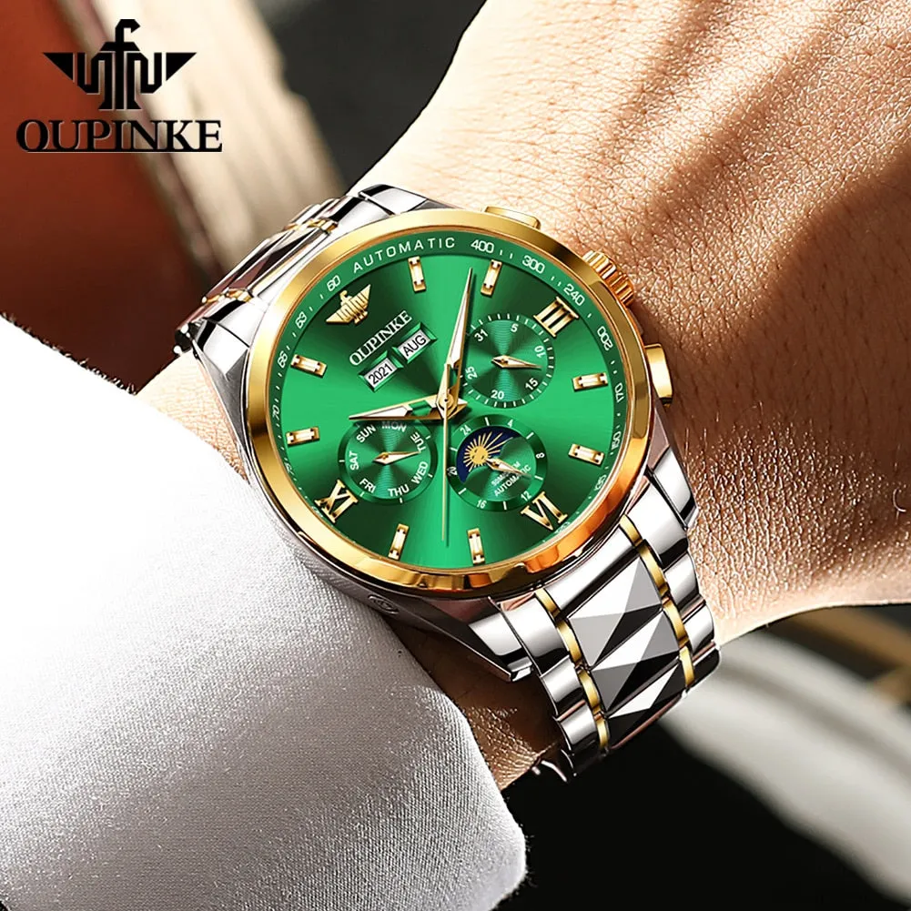 OUPINKE Top Luxury Male Watch Automatic Mechanical Men Watch 50M Waterproof Sapphire Mirror Original Wristwatch