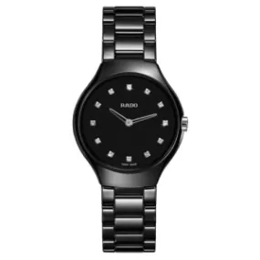 Rado True Thinline Black Dial Black High-tech Ceramic Ladies Watch R27742732