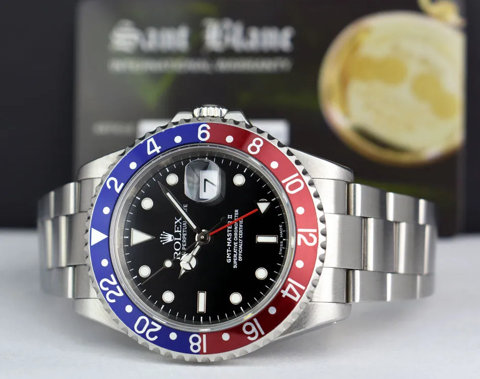 ROLEX 40mm Stainless GMT Master II Pepsi Blue-Red Bezel SEL Model 16710