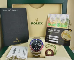 ROLEX 40mm Stainless GMT Master II Pepsi Blue-Red Bezel SEL Model 16710