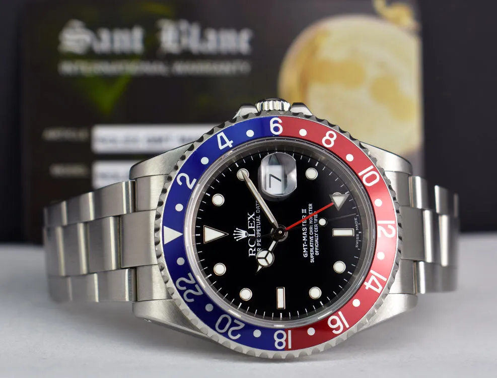 ROLEX 40mm Stainless GMT Master II Pepsi Blue-Red Bezel SEL Model 16710