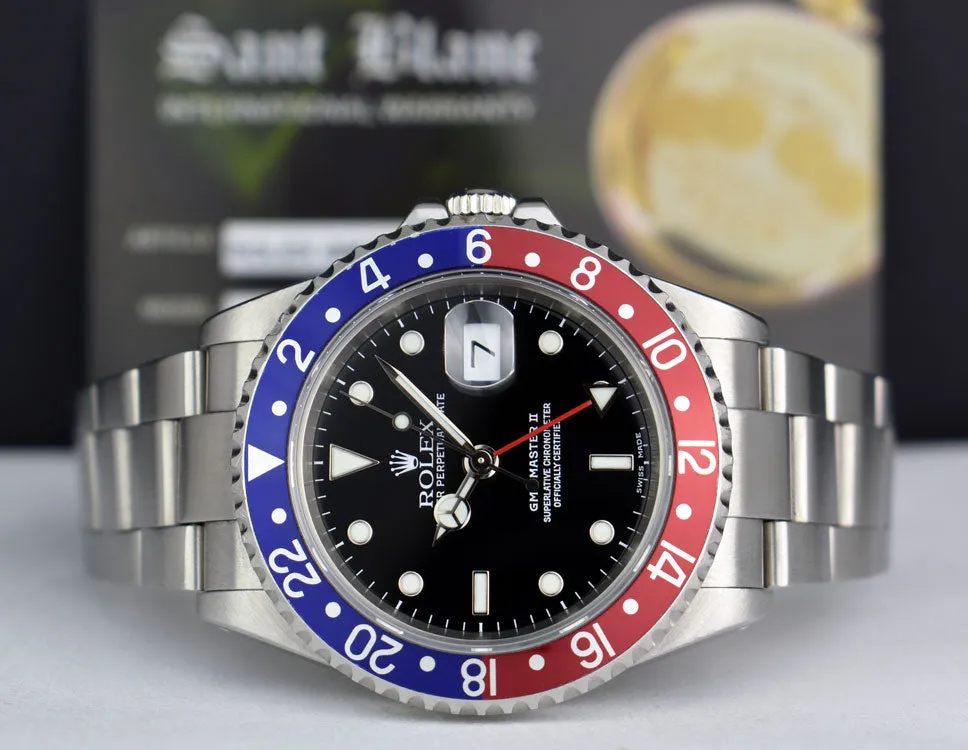 ROLEX 40mm Stainless GMT Master II Pepsi Blue-Red Bezel SEL Model 16710