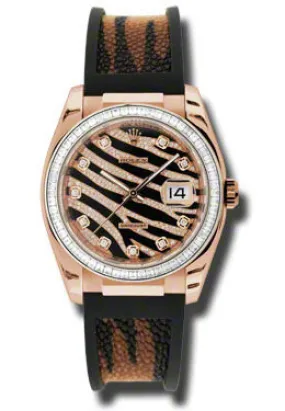 Rolex Datejust Black and Diamond Pave Dial Rubber Strap Automatic Ladies Watch 116185BBR