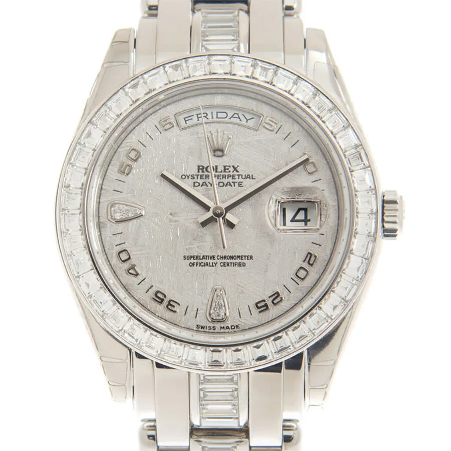 Rolex Day Date Special Edition Diamond Meteorite Dial Automatic 71 Baguette Diamond set Bracelet Men's Watch 18956