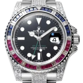 Rolex GMT-Master II Steel Custom Pepsi Bezel Diamond Set 116710LN