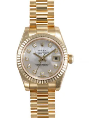 Rolex Lady-Datejust 26 Mother Of Pearl Dial 18K Yellow Gold President Automatic Ladies Watch 179178MDP