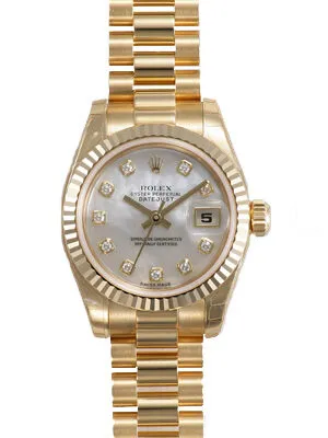 Rolex Lady-Datejust 26 Mother Of Pearl Dial 18K Yellow Gold President Automatic Ladies Watch 179178MDP
