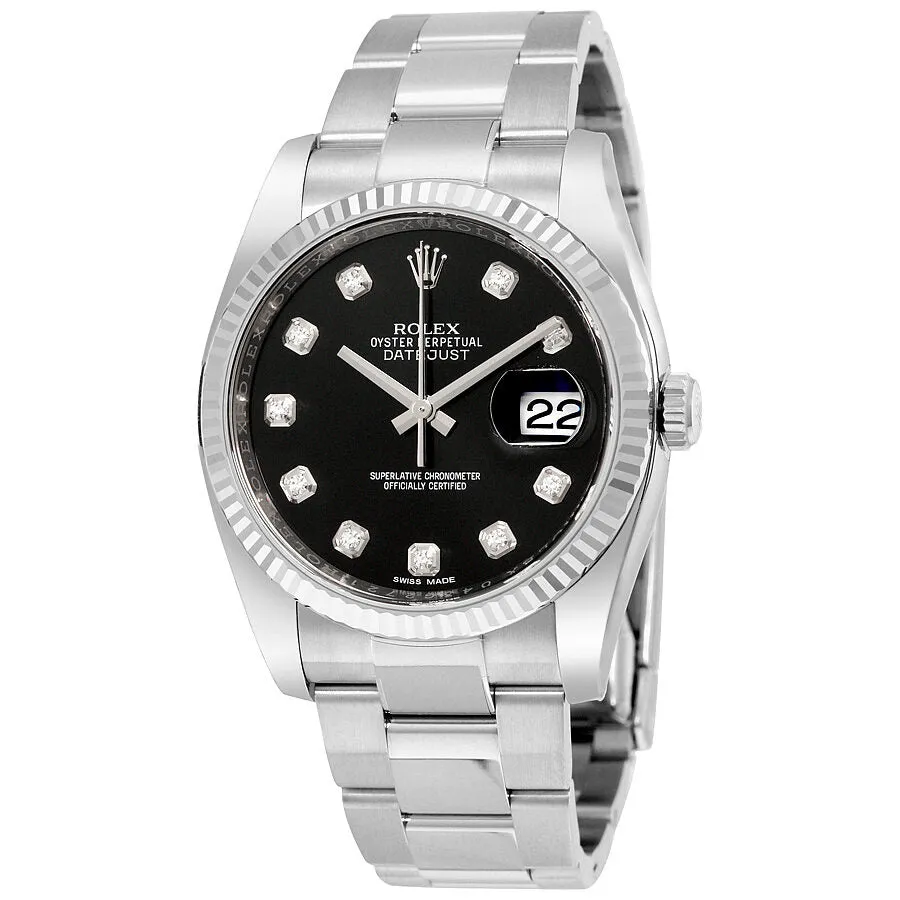 Rolex Oyster Perpetual 36 mm Black Diamond Dial Bracelet Automatic Men's Watch 116234BKDO