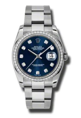 Rolex Oyster Perpetual Datejust 36 Blue Dial Stainless Steel Bracelet Automatic Ladies Watch 116244BLDO
