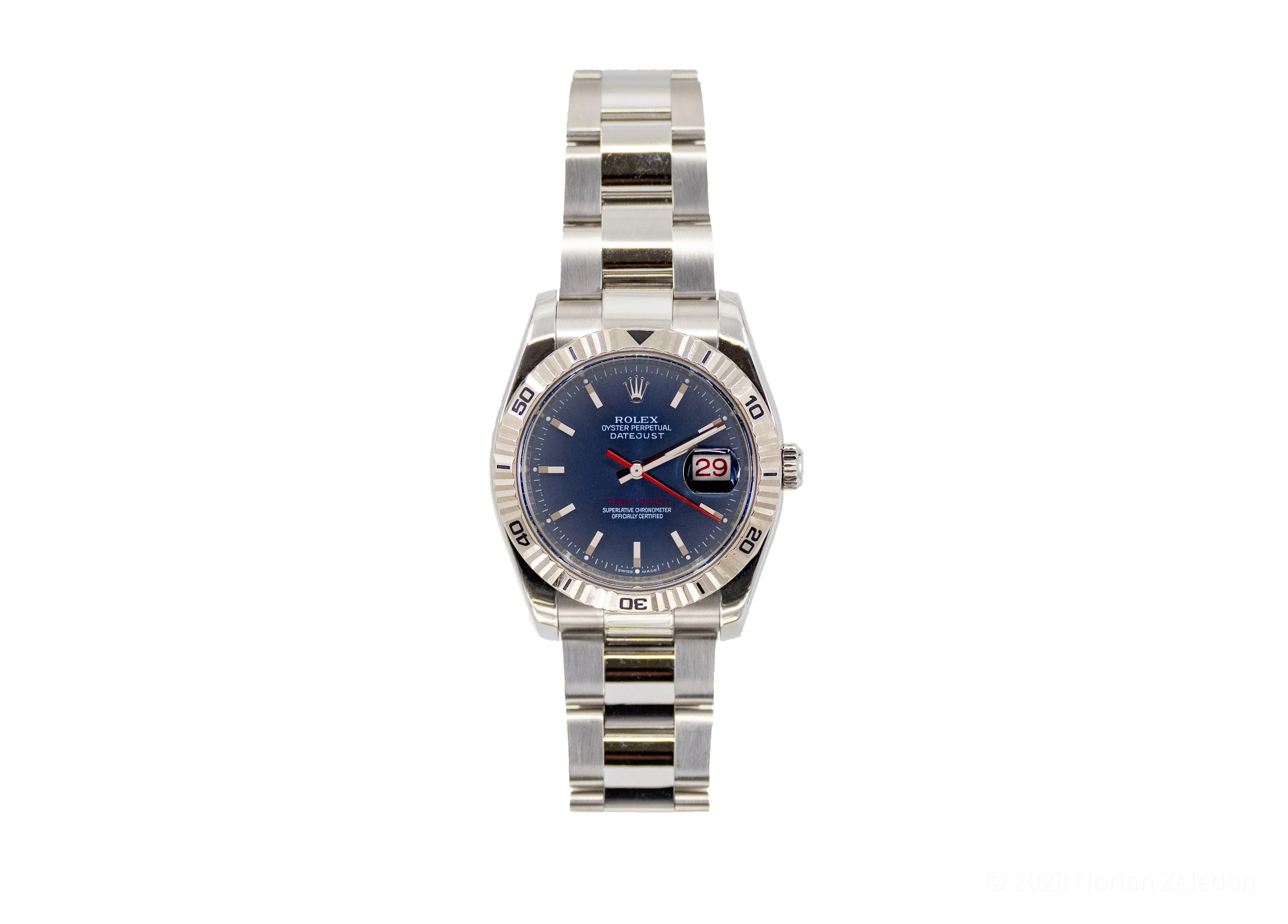 Rolex Oyster Perpetual Datejust 40mm Blue Dial Red Hand