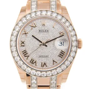 Rolex Pearlmaster 39 Diamond Pave Dial Men's 18kt Rose Gold Pearlmaster Watch 86285DRPM