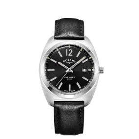 Rotary 38mm Avenger Sport 1895 Black Quartz Watch with a Black Leather Strap