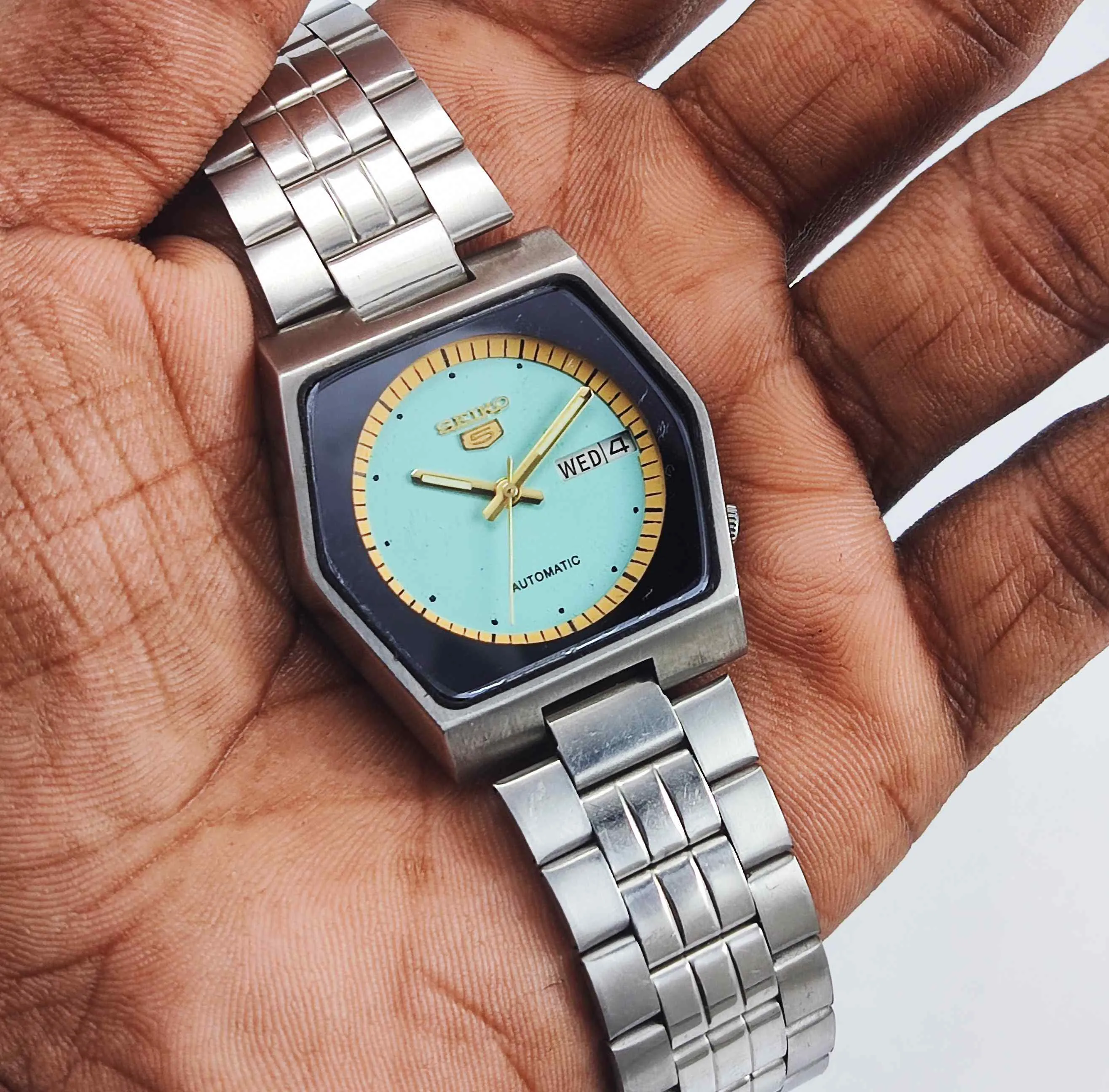 Seiko 5 Automatic 6309A 17 Jewels Turquoise Dial Day Date Men's Watch