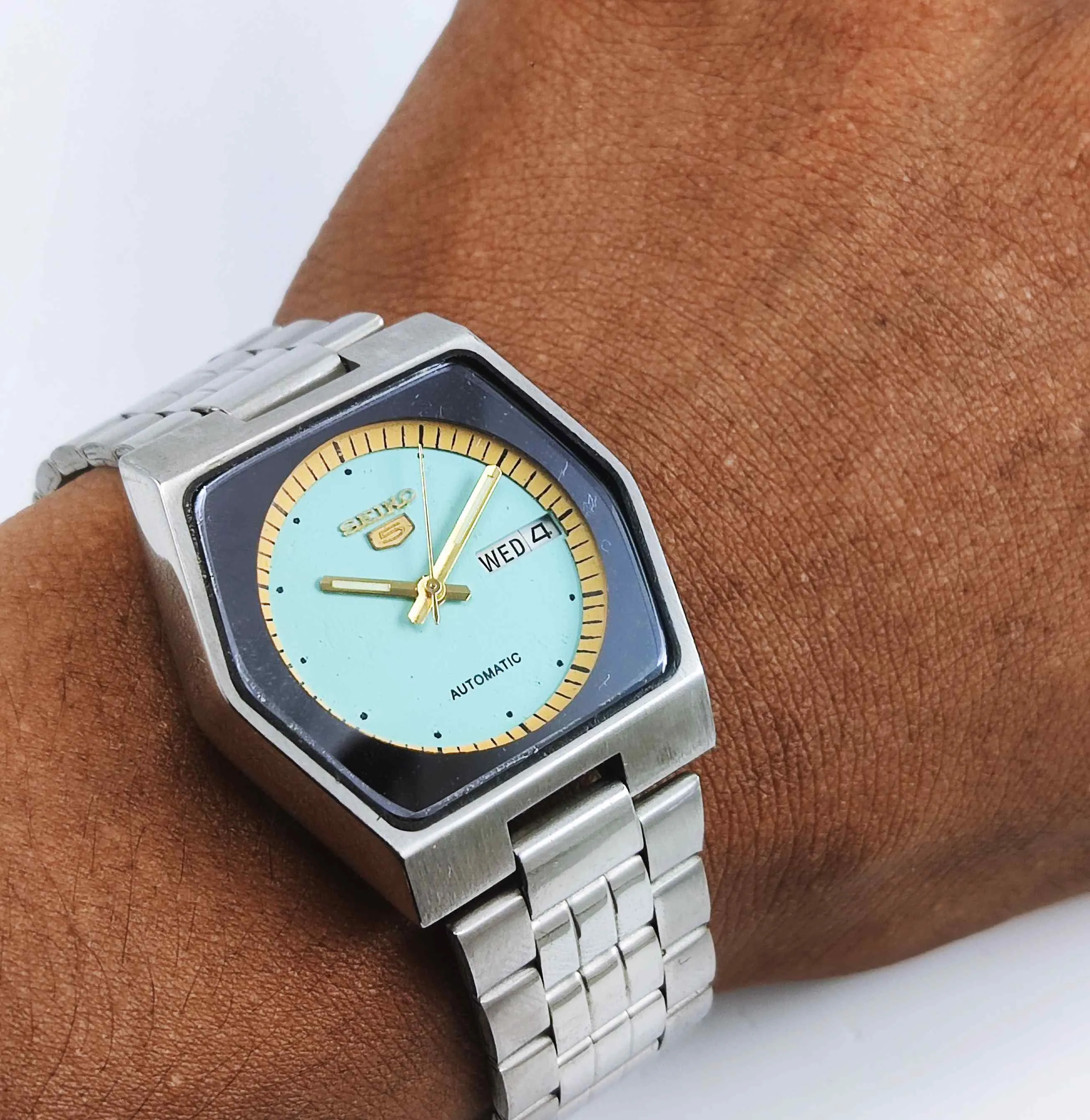 Seiko 5 Automatic 6309A 17 Jewels Turquoise Dial Day Date Men's Watch