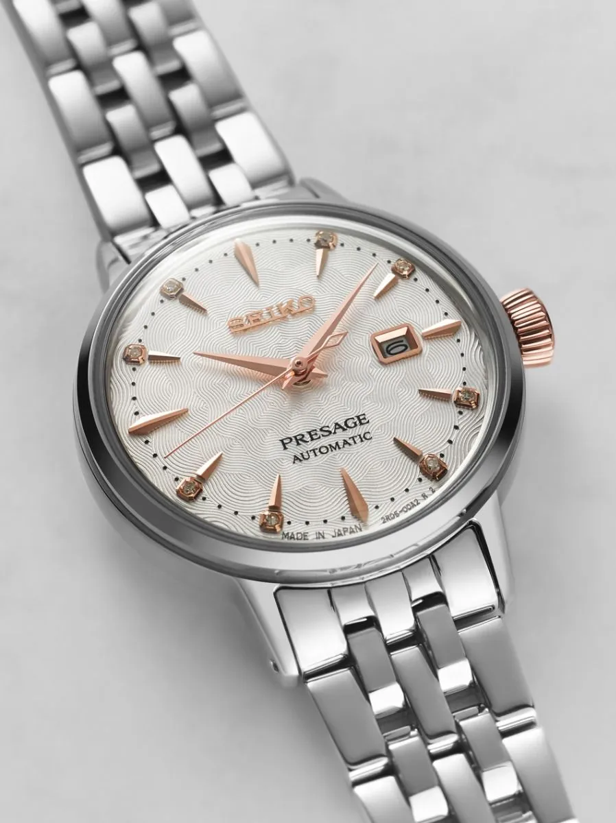 Seiko Presage 30mm White And Rose Automatic Watch