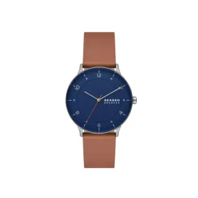 Skagen Riis Three-Hand Brown Leather Watch