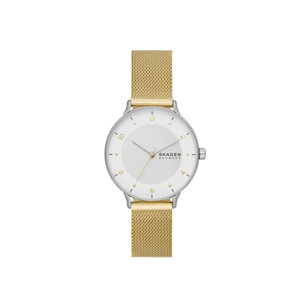 Skagen Riis Three-Hand Gold-Tone Stainless Steel Mesh Watch
