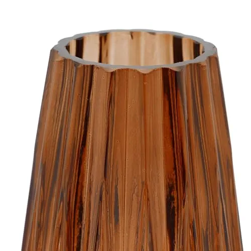 SPHINX Decorative Glass Vase for Flowers Plants Home Decor Office Living Table Decorations, Vases for home decor, Luster Glass Vase,Modern Glass Vase - (Dark Amber Diamond Cut, 10 Inches)