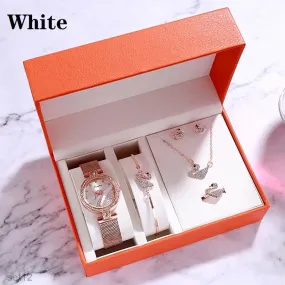 Swan Ladies Watch Set 5 Pcs with Beautiful Box W3126750