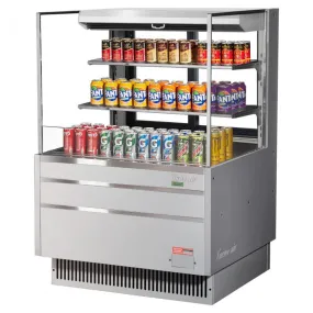 Turbo Air - TOM-36L-UFD-S-3S-N, Commercial Open Display Case Horizontal, Low profile with glass side panels Refrigerator