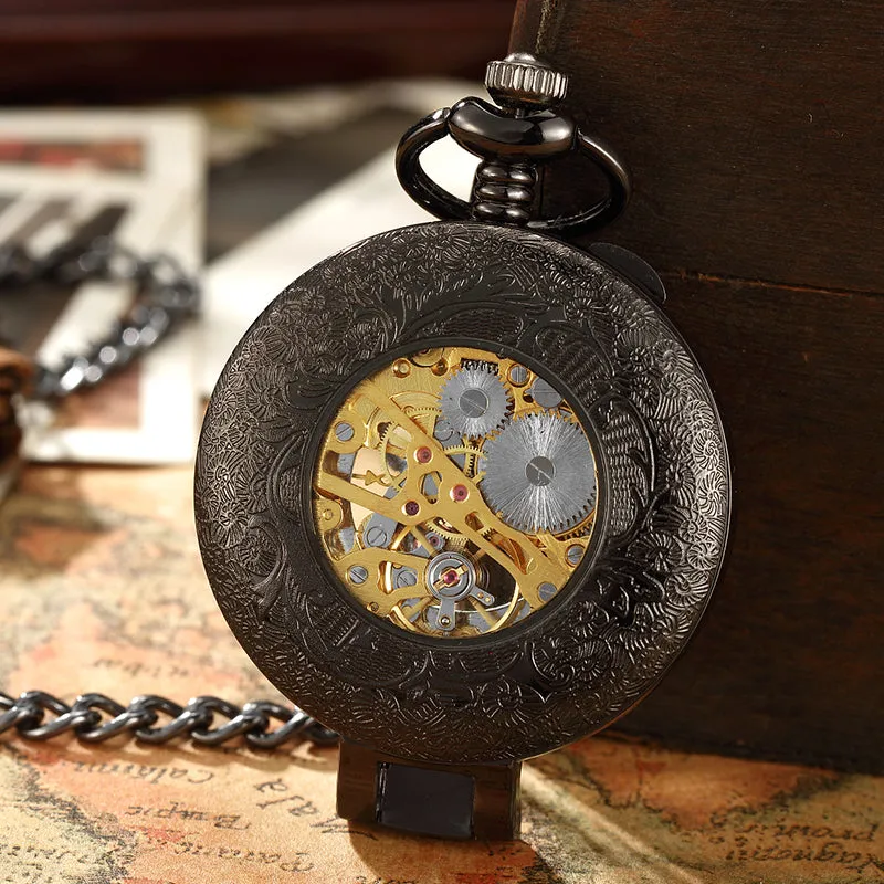 Unisex Antique Copper Fashion Mechanical Hand Wind Pocket Watch