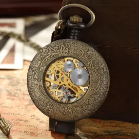 Unisex Antique Copper Fashion Mechanical Hand Wind Pocket Watch