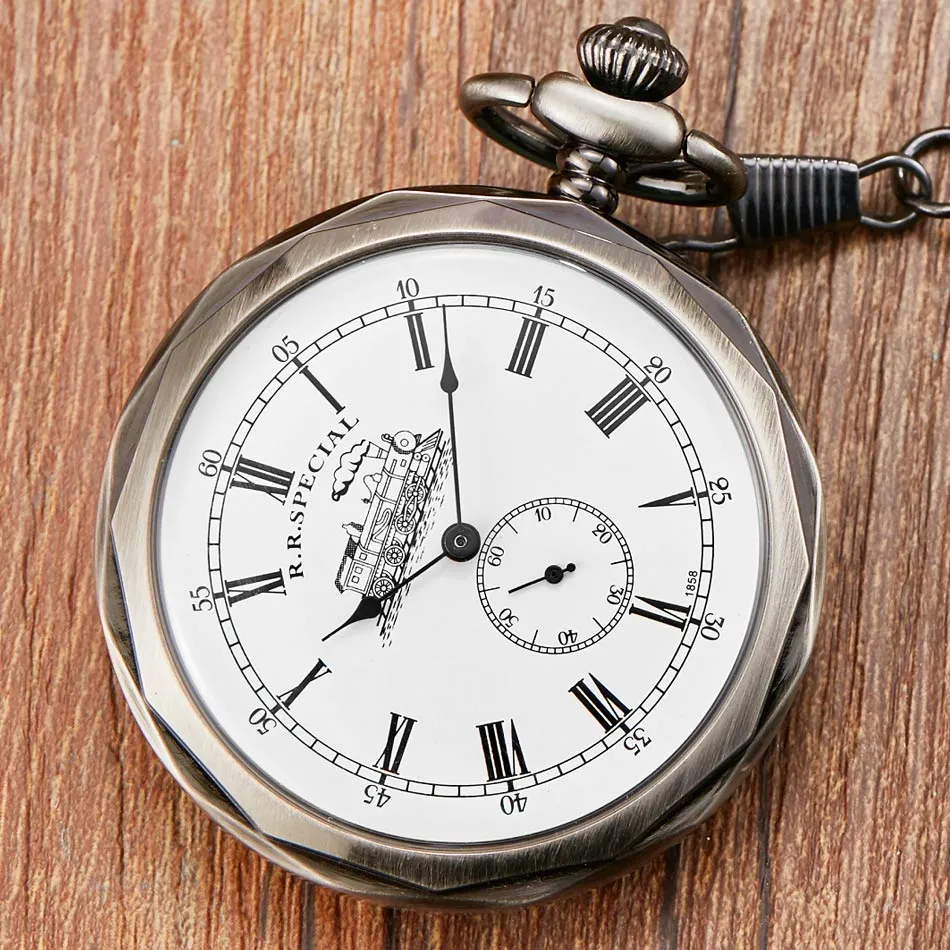 Unisex Antique Mechanical Skeleton Hand Wind Movement Fob Watch
