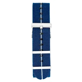 Watch Nato Strap 22mm Elasticated Nylon Blue White